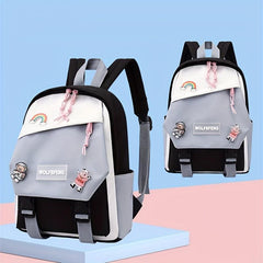 Casual Block Backpack Large Capacity School Bag