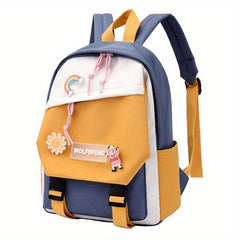 Casual Block Backpack Large Capacity School Bag