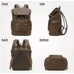 Casual Large Capacity PU Leather Backpack Laptop Vintage Travel