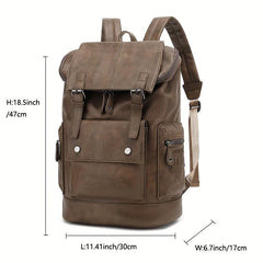 Casual Large Capacity PU Leather Backpack Laptop Vintage Travel