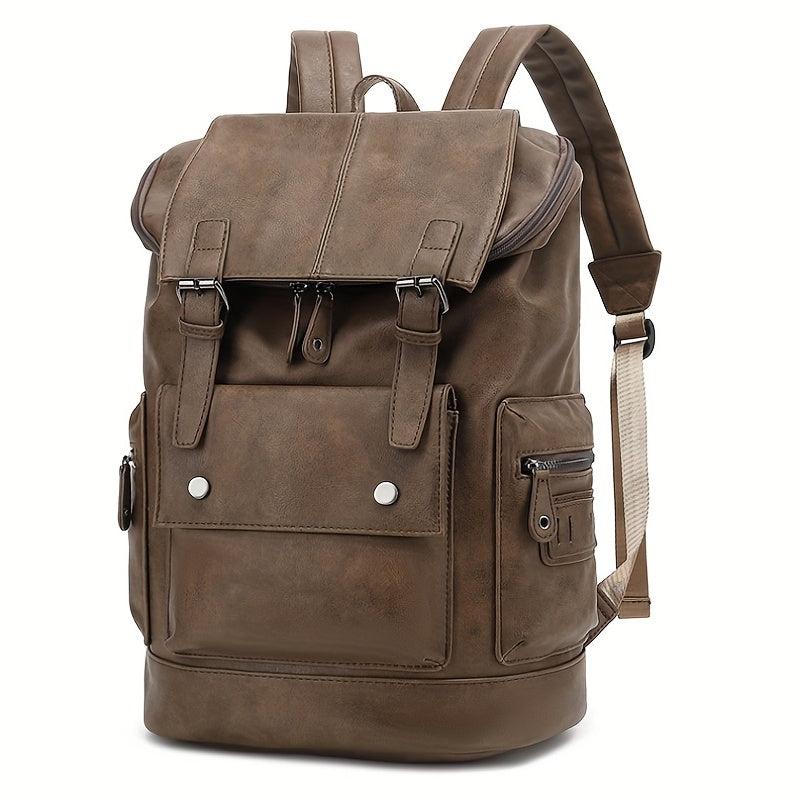 Casual Large Capacity PU Leather Backpack Laptop Vintage Travel