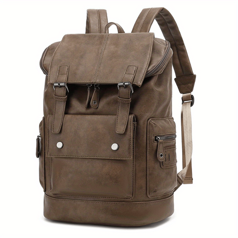 Casual Large Capacity PU Leather Backpack Laptop Vintage Travel
