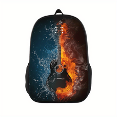 Water Fire Music Notes School Bag 3D Print Backpack