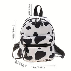 Cow Pattern Backpack Casual Canvas Small Backpack