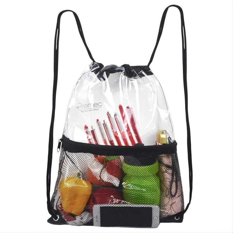 Clear Drawstring Bags PVC Waterproof Backpack Gym Sport Beach Bag For Men