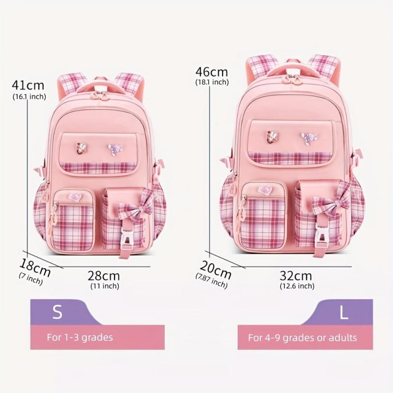 Bow Decor Casual Backpack Lightweight Waterproof Large Capacity School Bag