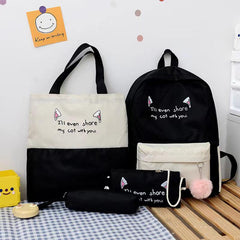4pcs Women's Preppy Style Backpack Crossbody Handbag Set