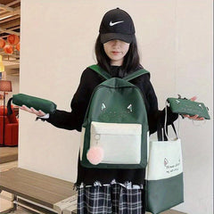 4pcs Women's Preppy Style Backpack Crossbody Handbag Set