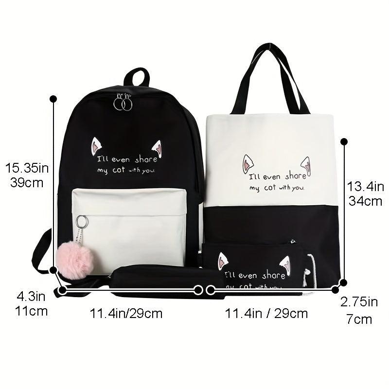 4pcs Women's Preppy Style Backpack Crossbody Handbag Set