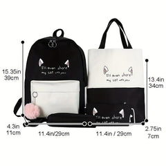 4pcs Women's Preppy Style Backpack Crossbody Handbag Set