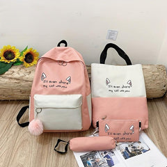 4pcs Women's Preppy Style Backpack Crossbody Handbag Set