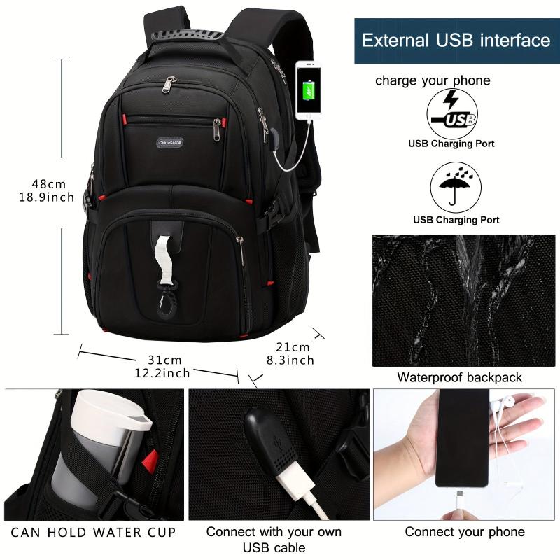 Waterproof Durable Backpack USB Charging Port Travel Student Computer Bag