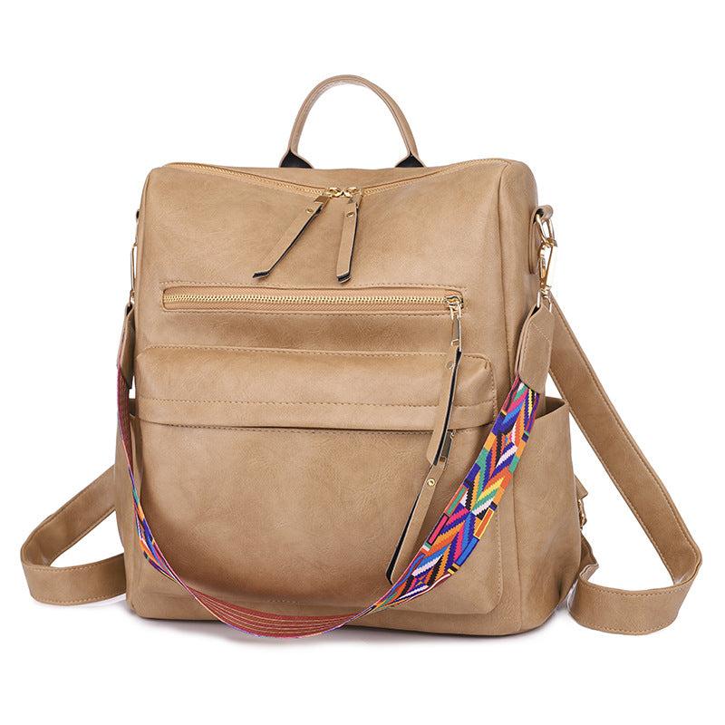 Large Capacity PU Leather Shoulder Backpack