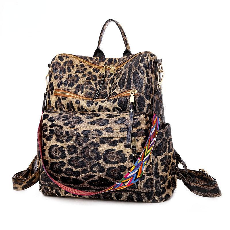 Large Capacity PU Leather Shoulder Backpack
