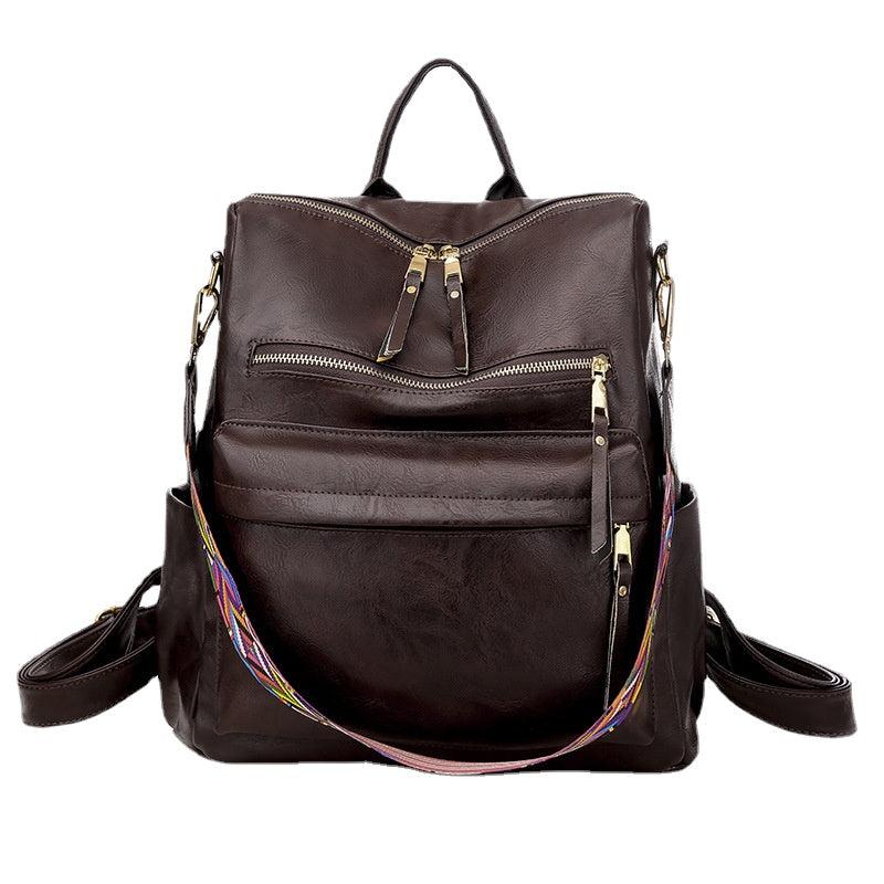 Large Capacity PU Leather Shoulder Backpack