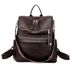 Large Capacity PU Leather Shoulder Backpack