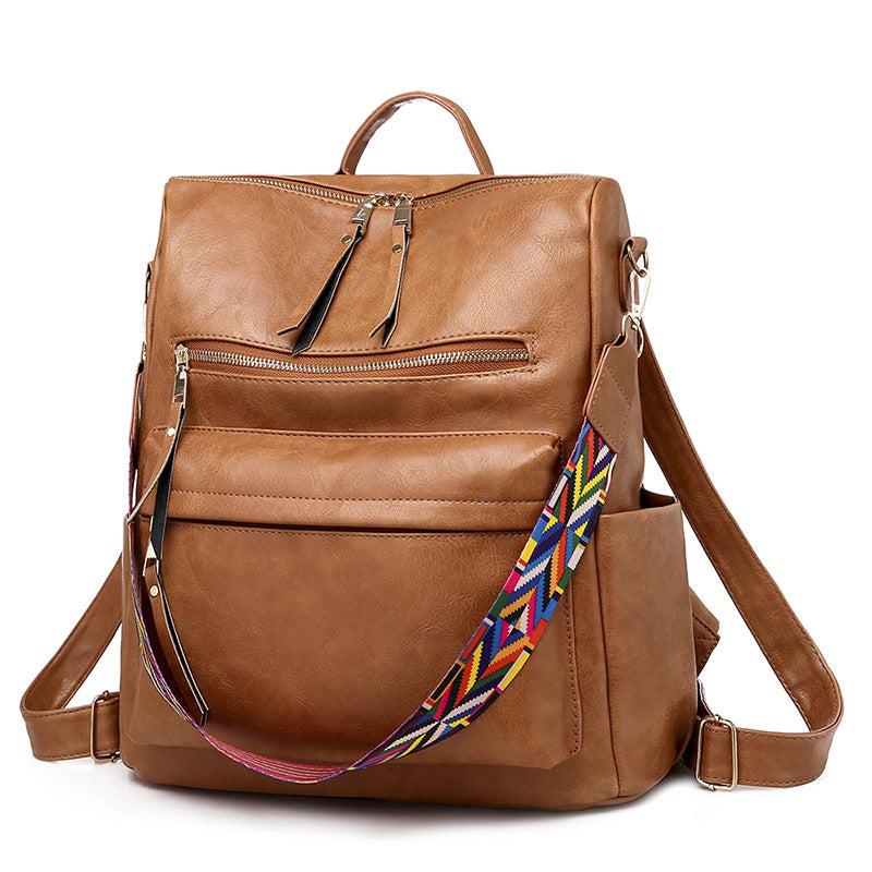 Large Capacity PU Leather Shoulder Backpack