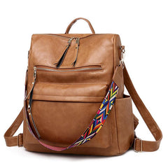 Large Capacity PU Leather Shoulder Backpack