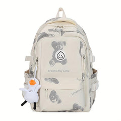 Casual Layer School Bag Large Capacity Student Backpack with Duck Pendant