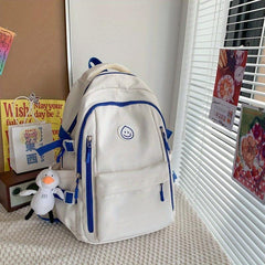 Casual Layer School Bag Large Capacity Student Backpack with Duck Pendant