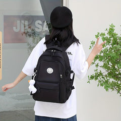 Casual Layer School Bag Large Capacity Student Backpack with Duck Pendant