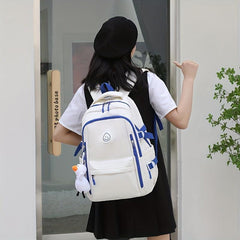 Casual Layer School Bag Large Capacity Student Backpack with Duck Pendant