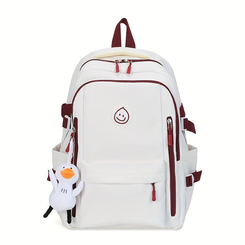 Casual Layer School Bag Large Capacity Student Backpack with Duck Pendant