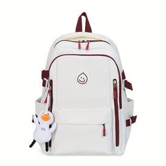 Casual Layer School Bag Large Capacity Student Backpack with Duck Pendant