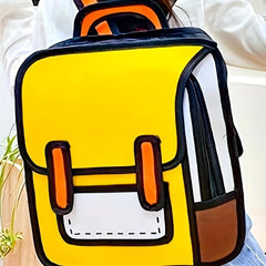 2D Drawing Backpack Cartoon School Bag Outdoor Daypack