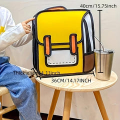 2D Drawing Backpack Cartoon School Bag Outdoor Daypack