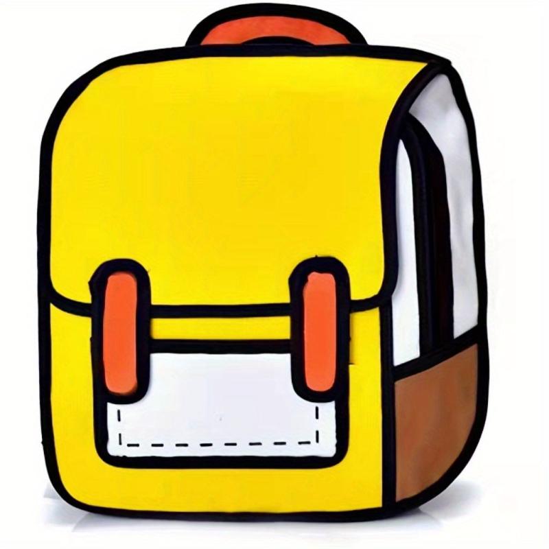 2D Drawing Backpack Cartoon School Bag Outdoor Daypack