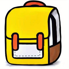 2D Drawing Backpack Cartoon School Bag Outdoor Daypack
