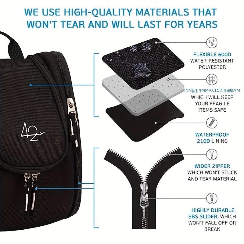 Waterproof Travel Toiletry Bag with Strong Zippers and 17 Compartments