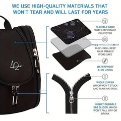 Waterproof Travel Toiletry Bag with Strong Zippers and 17 Compartments