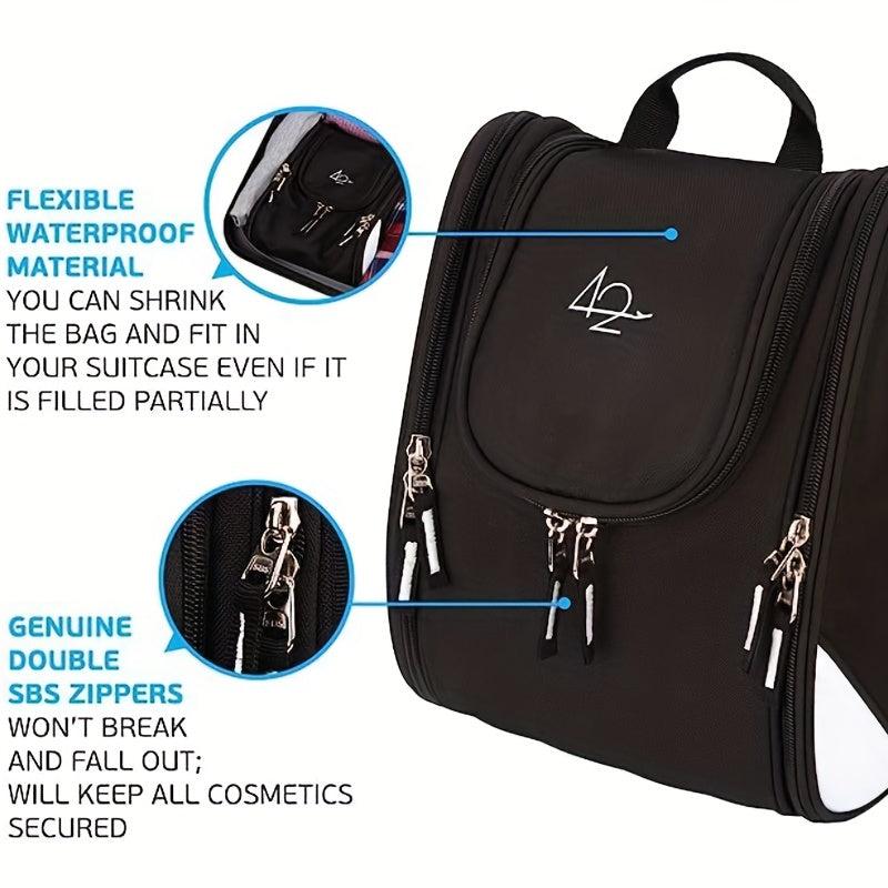 Waterproof Travel Toiletry Bag with Strong Zippers and 17 Compartments