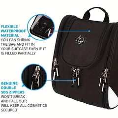 Waterproof Travel Toiletry Bag with Strong Zippers and 17 Compartments