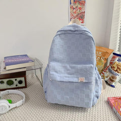 Plaid Printed Backpack for Boys and Girls Students