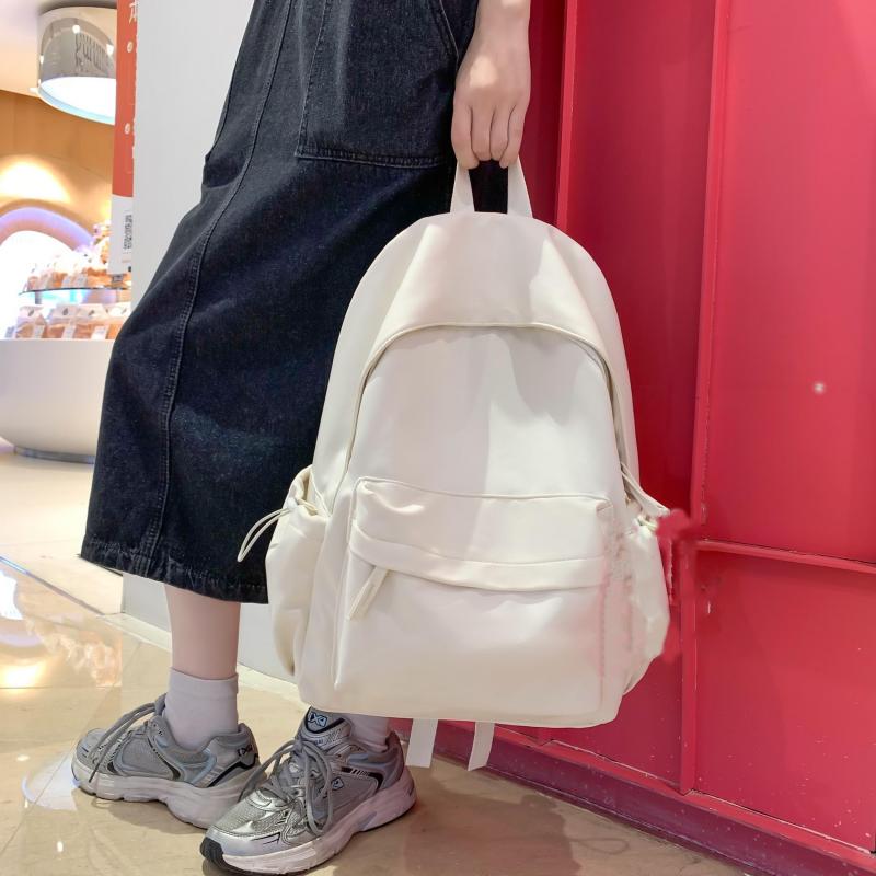 Large Capacity High School Backpack for Students - Solid Color