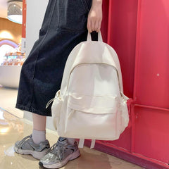 Large Capacity High School Backpack for Students - Solid Color