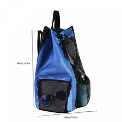 Swim Bag Mesh Drawstring Backpack Wet Pocket Beach Gym Workout Gear