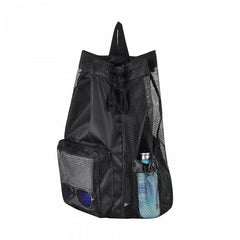 Swim Bag Mesh Drawstring Backpack Wet Pocket Beach Gym Workout Gear