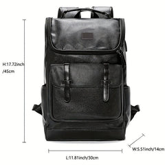 Vintage PU Leather Backpack USB Charging Port Waterproof Travel School Bag