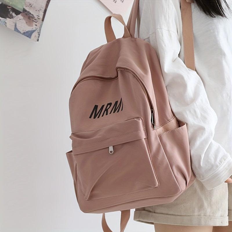 Large Capacity Letter Print Backpack Classic Casual School Bag
