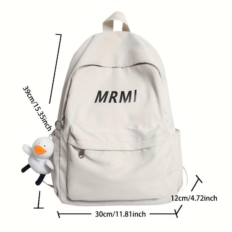 Large Capacity Letter Print Backpack Classic Casual School Bag