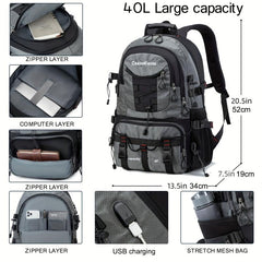 40L Waterproof Hiking Backpack with Rain Cover Lightweight Travel Bag