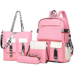 MezyTicky 4pc Leisure Backpack Set with Shoulder Bag & Pen Pouch