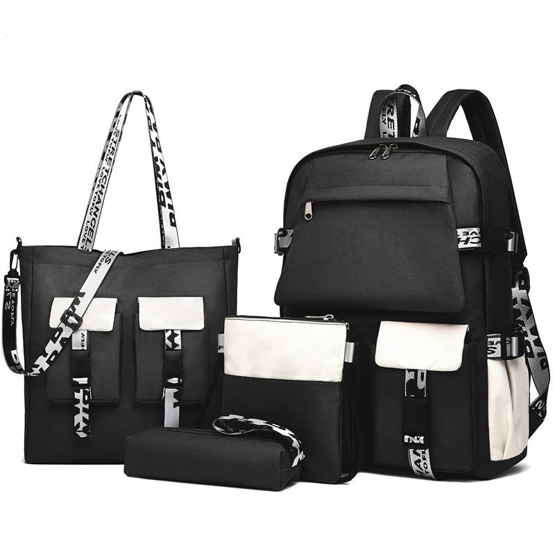 MezyTicky 4pc Leisure Backpack Set with Shoulder Bag & Pen Pouch