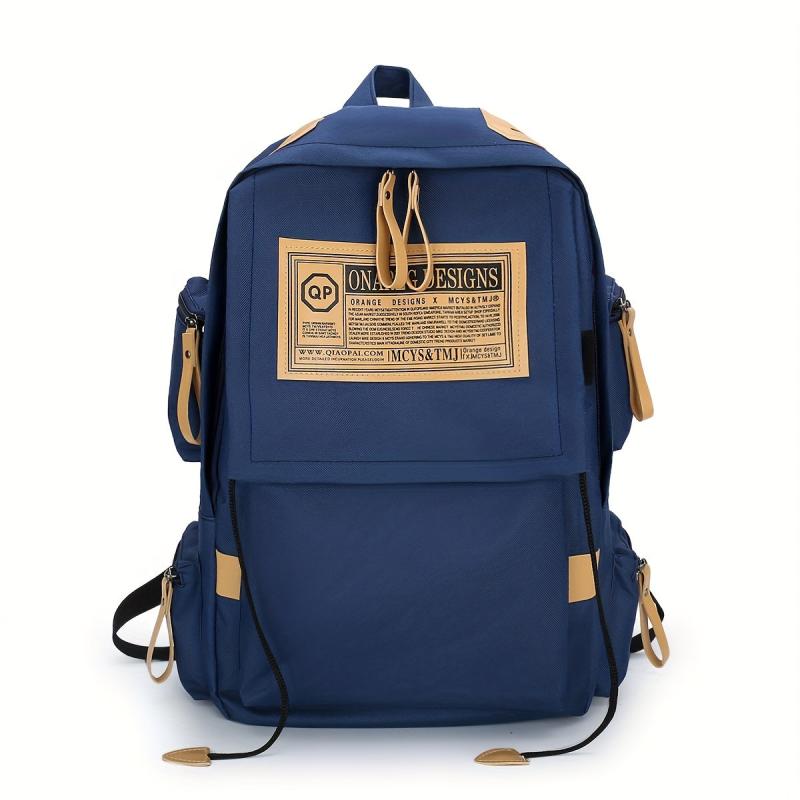 Casual Letter Patch Backpack Large Capacity School Bag