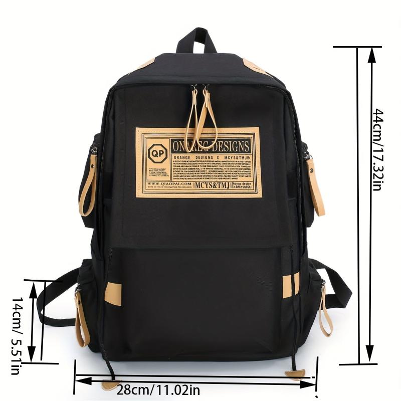 Casual Letter Patch Backpack Large Capacity School Bag