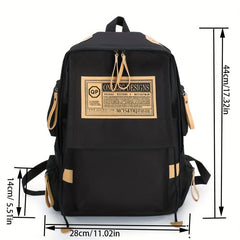 Casual Letter Patch Backpack Large Capacity School Bag